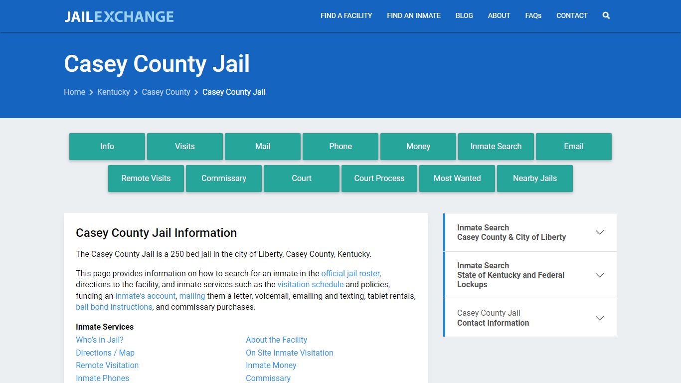 Casey County Jail, KY Inmate Search, Information